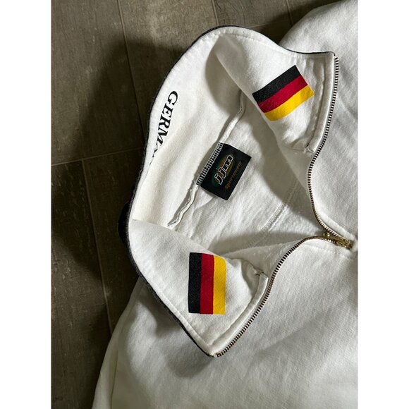 J jm  DEUTSCHLAND Half-Zip Pullover Sweatshirt German National Emblem S L White - Picture 2 of 15